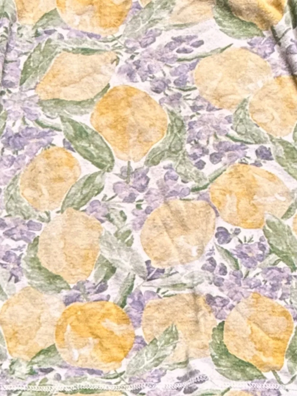 🐝 Burt's Bees Baby Pastel Lavender Lemon Print Long Sleeve Pajama Top 4T